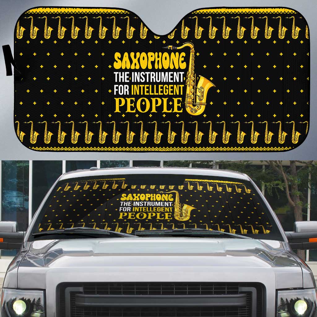 Saxophone The Instrument For Intellegent People Christmas Auto Sun Shade Xmas Holiday Patterns - Wonder Print Shop