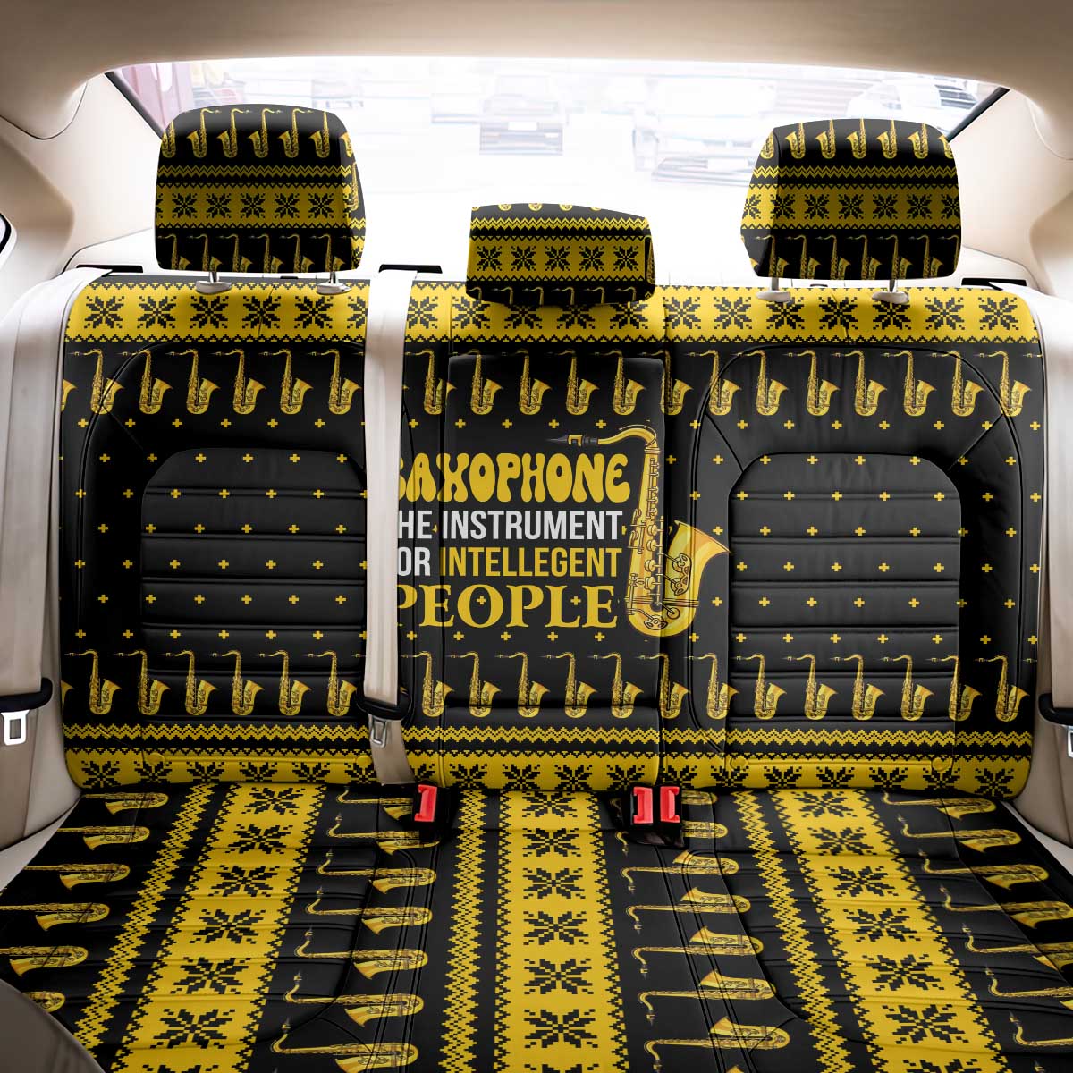 Saxophone The Instrument For Intellegent People Christmas Back Car Seat Cover Xmas Holiday Patterns - Wonder Print Shop