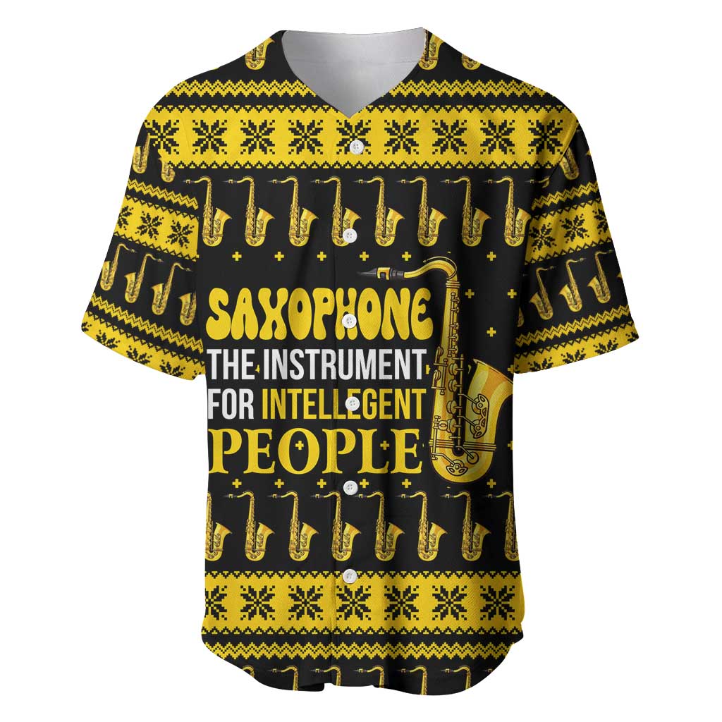 Saxophone The Instrument For Intellegent People Christmas Baseball Jersey Xmas Holiday Patterns - Wonder Print Shop