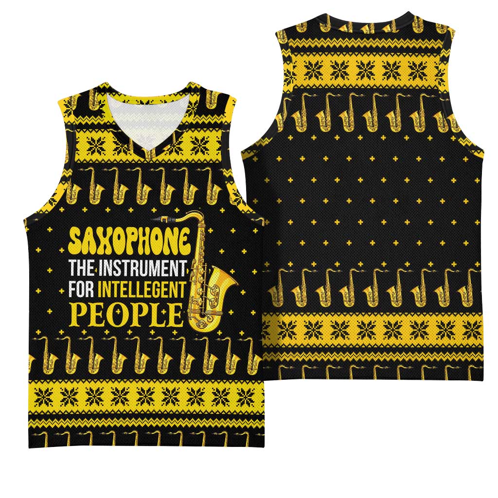 Saxophone The Instrument For Intellegent People Christmas Basketball Jersey Xmas Holiday Patterns - Wonder Print Shop