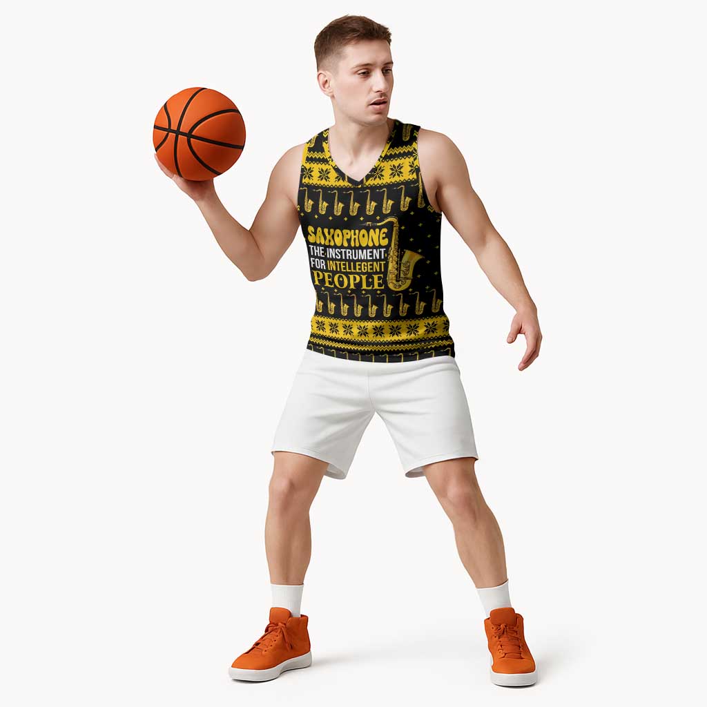 Saxophone The Instrument For Intellegent People Christmas Basketball Jersey Xmas Holiday Patterns - Wonder Print Shop