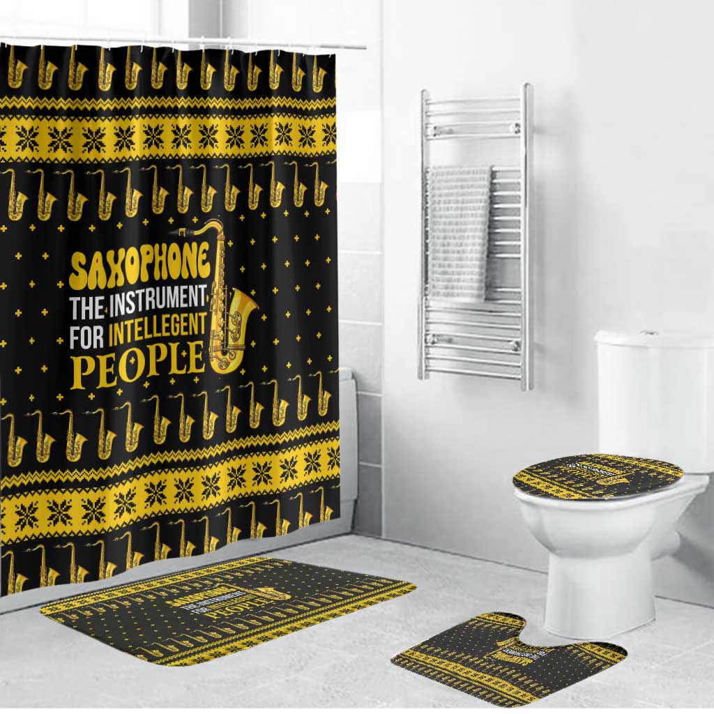 Saxophone The Instrument For Intellegent People Christmas Bathroom Set Xmas Holiday Patterns - Wonder Print Shop