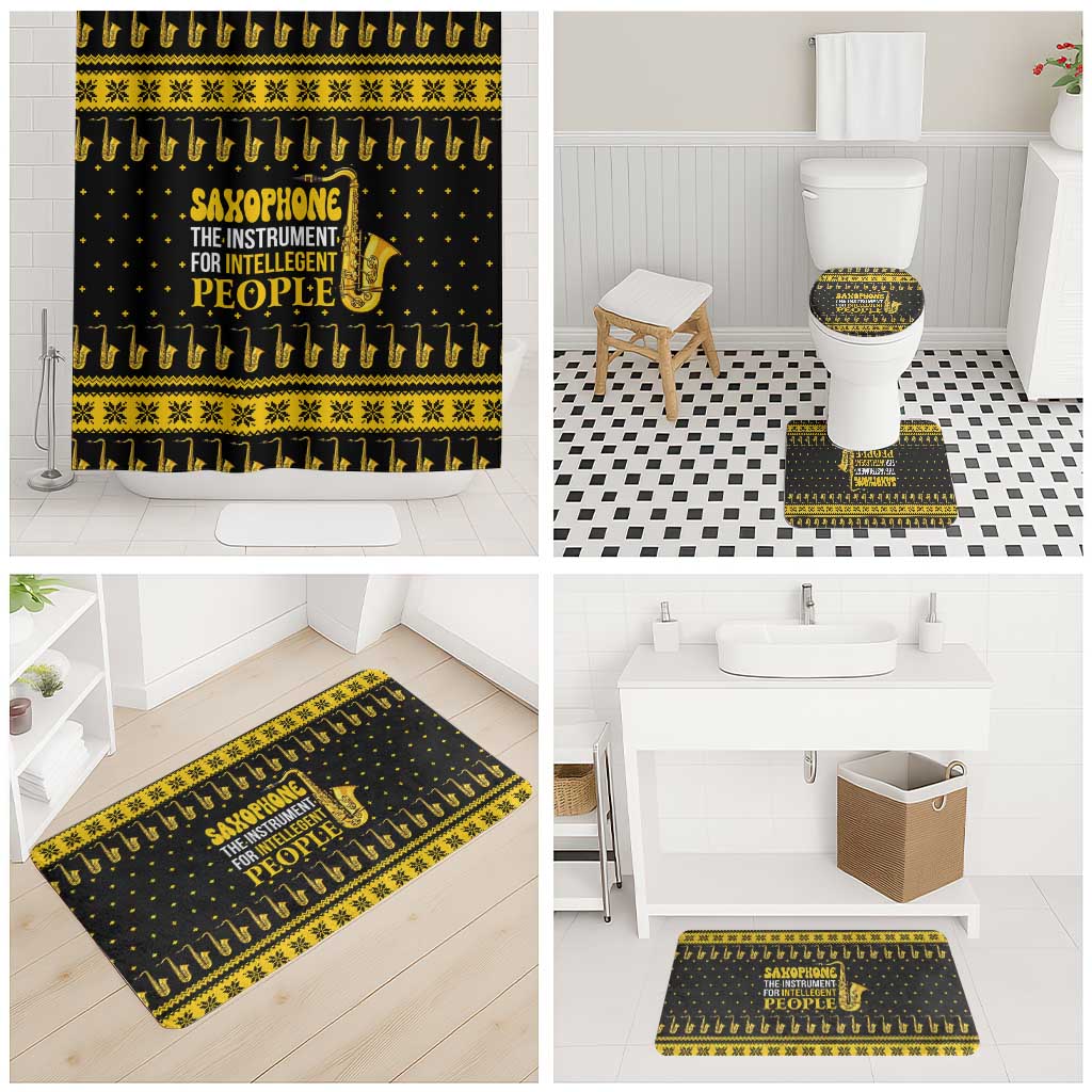 Saxophone The Instrument For Intellegent People Christmas Bathroom Set Xmas Holiday Patterns - Wonder Print Shop