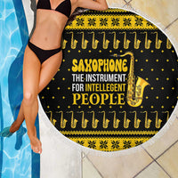 Saxophone The Instrument For Intellegent People Christmas Beach Blanket Xmas Holiday Patterns - Wonder Print Shop