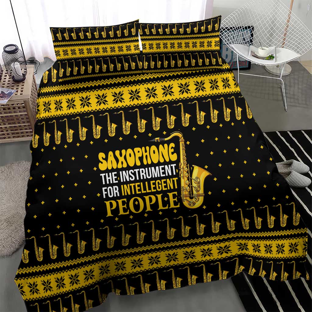 Saxophone The Instrument For Intellegent People Christmas Bedding Set Xmas Holiday Patterns - Wonder Print Shop