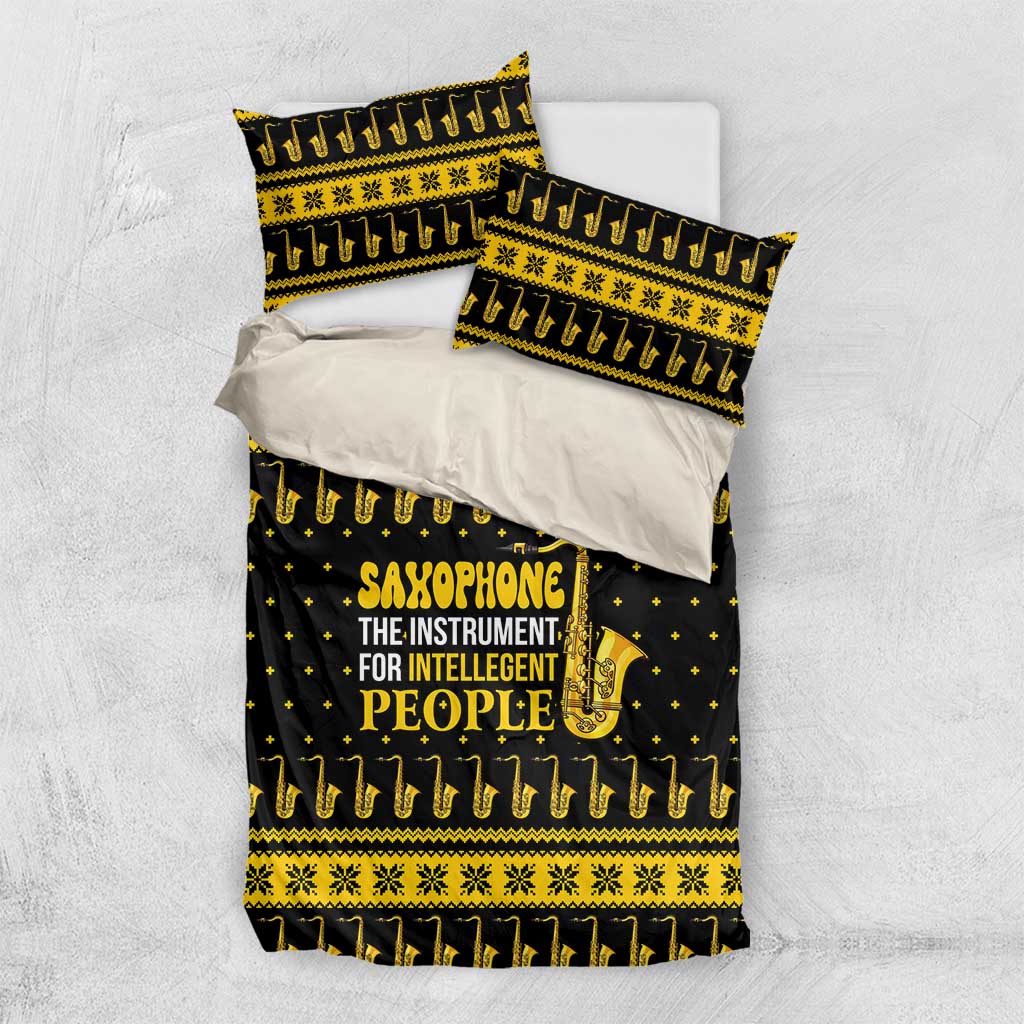 Saxophone The Instrument For Intellegent People Christmas Bedding Set Xmas Holiday Patterns - Wonder Print Shop