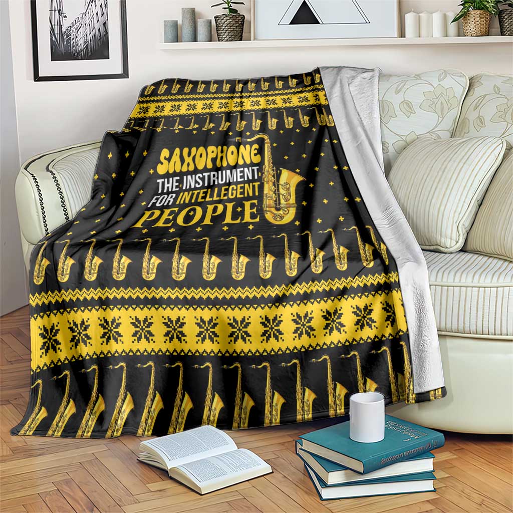 Saxophone The Instrument For Intellegent People Christmas Blanket Xmas Holiday Patterns - Wonder Print Shop