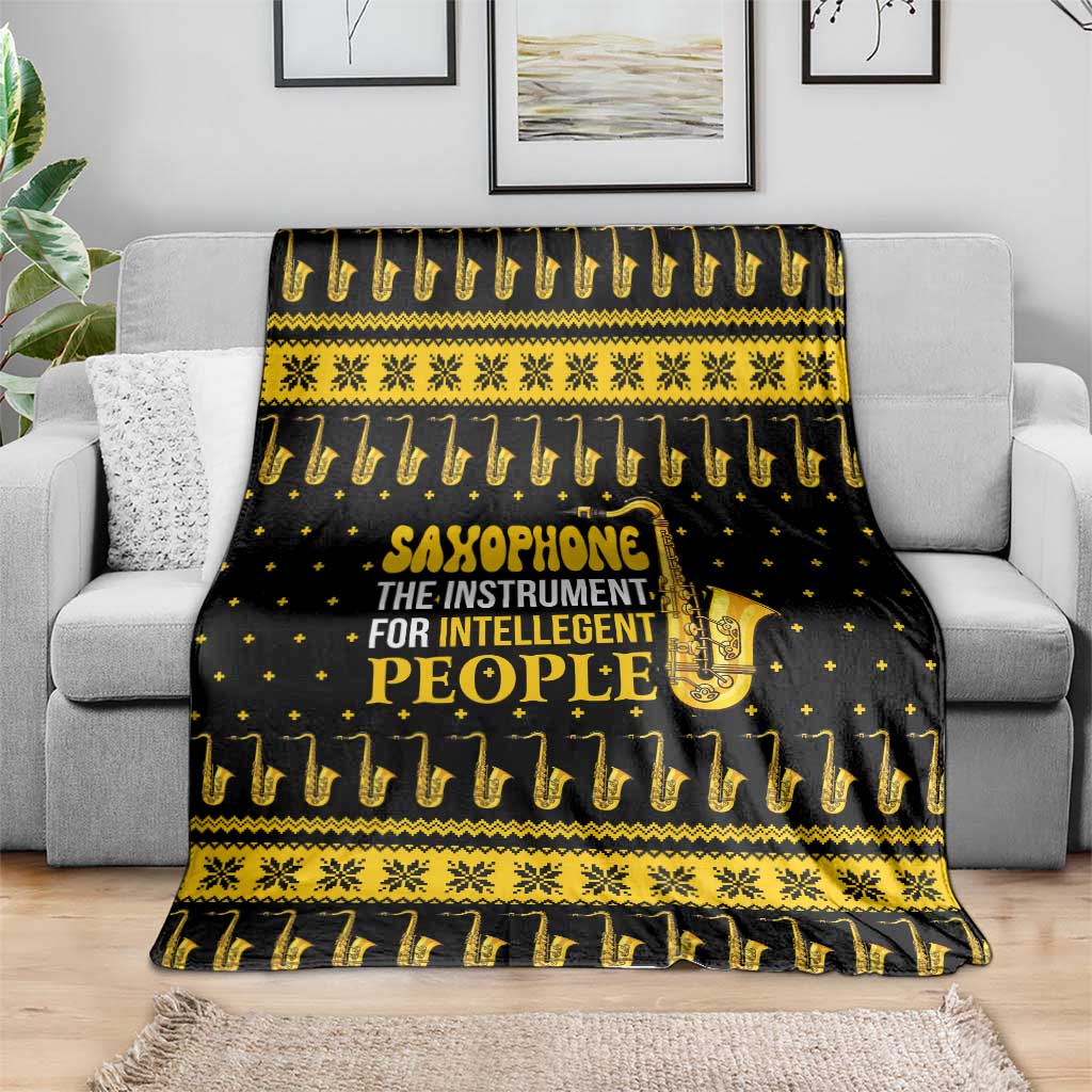 Saxophone The Instrument For Intellegent People Christmas Blanket Xmas Holiday Patterns - Wonder Print Shop