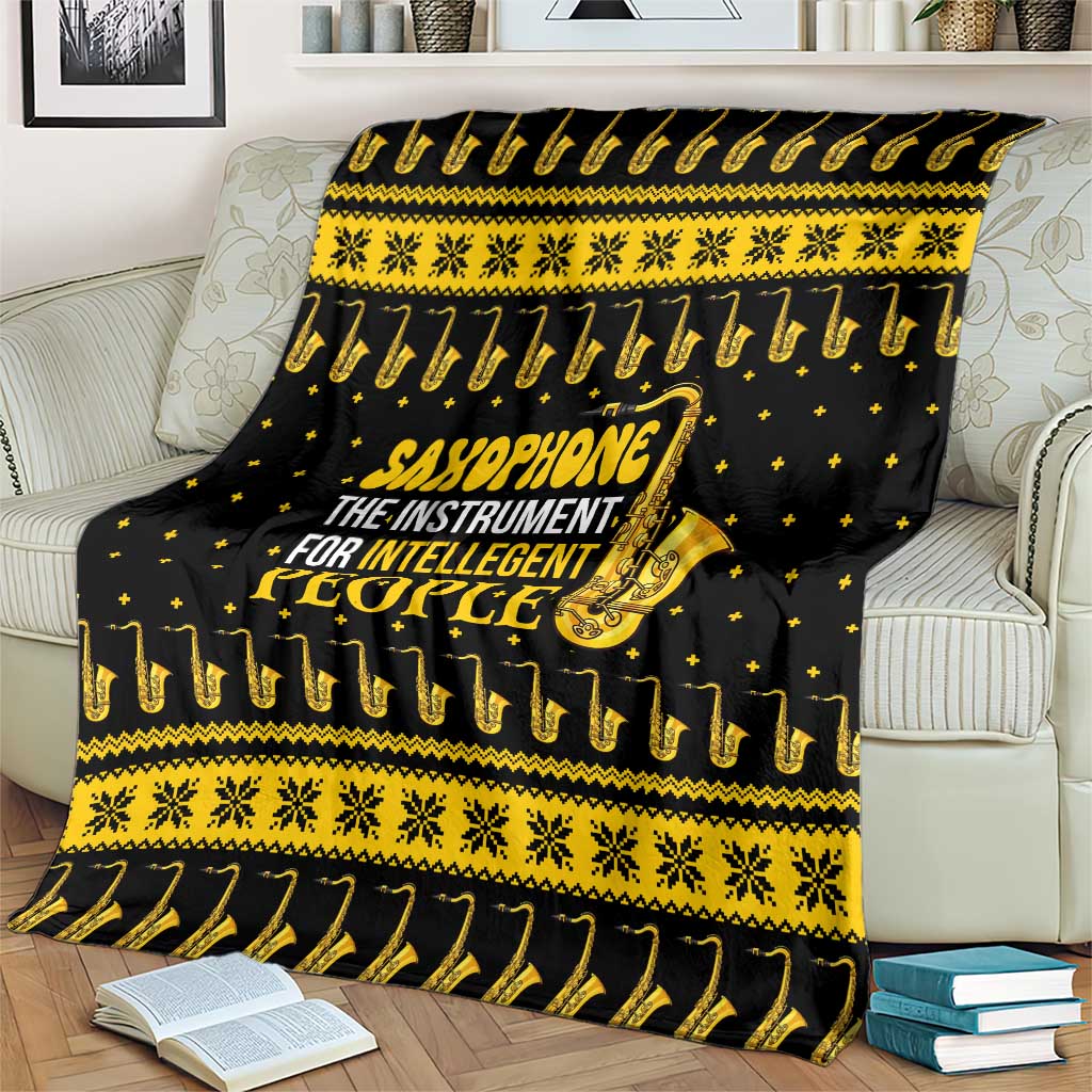 Saxophone The Instrument For Intellegent People Christmas Blanket Xmas Holiday Patterns - Wonder Print Shop