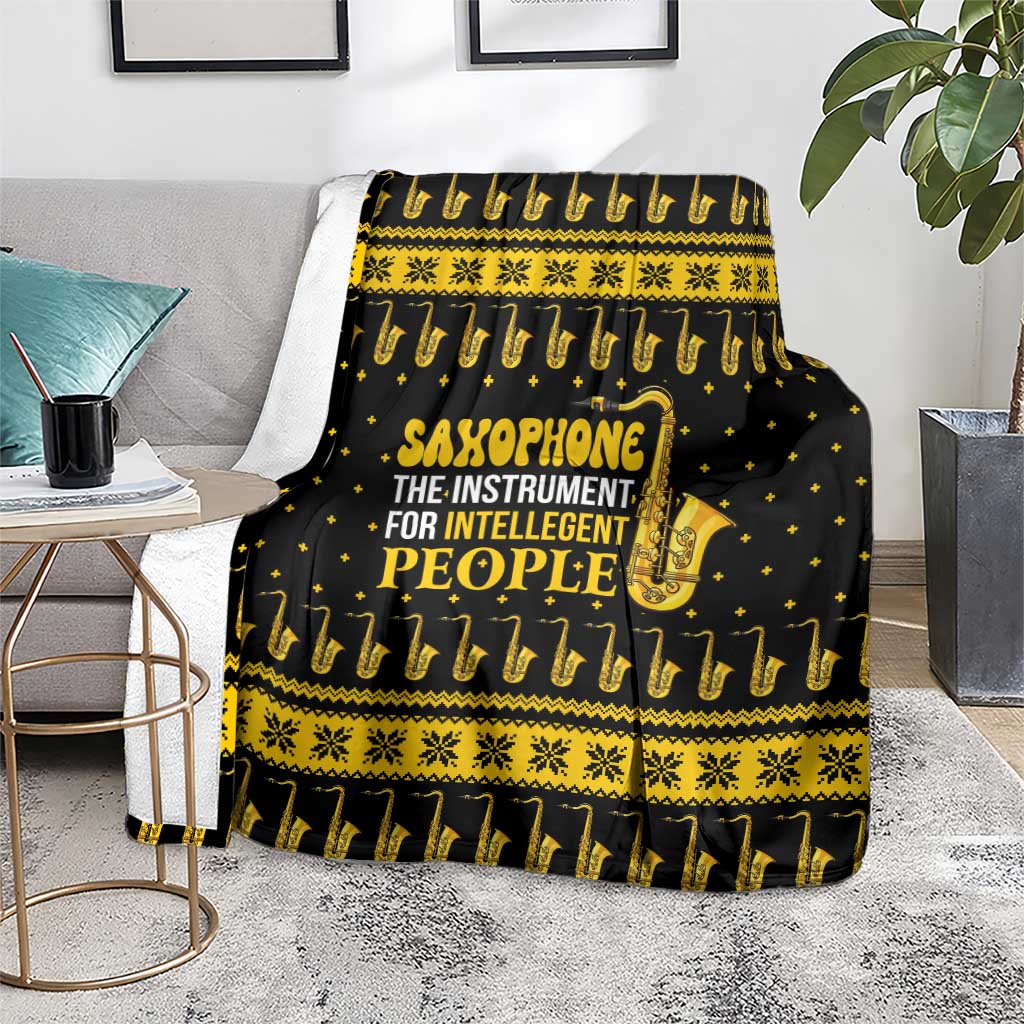 Saxophone The Instrument For Intellegent People Christmas Blanket Xmas Holiday Patterns - Wonder Print Shop