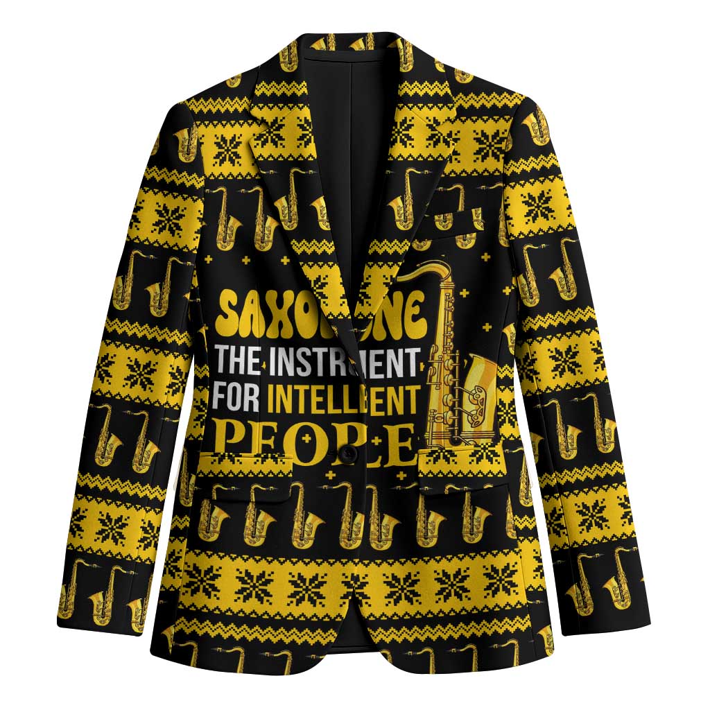 Saxophone The Instrument For Intellegent People Christmas Blazer Xmas Holiday Patterns - Wonder Print Shop