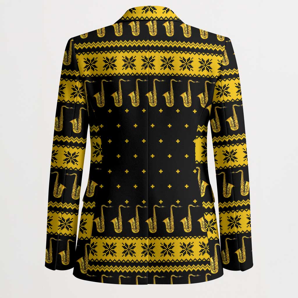 Saxophone The Instrument For Intellegent People Christmas Blazer Xmas Holiday Patterns - Wonder Print Shop