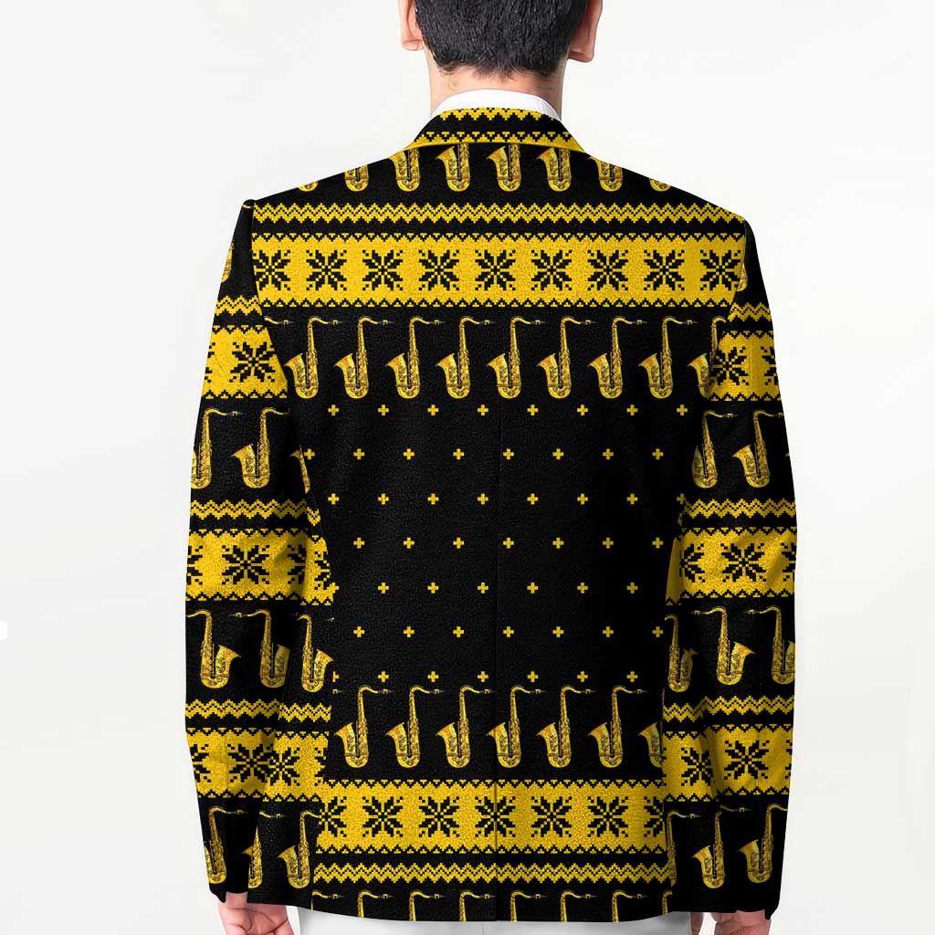 Saxophone The Instrument For Intellegent People Christmas Blazer Xmas Holiday Patterns - Wonder Print Shop
