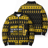 Saxophone The Instrument For Intellegent People Christmas Bomber Puffer Jacket Xmas Holiday Patterns - Wonder Print Shop