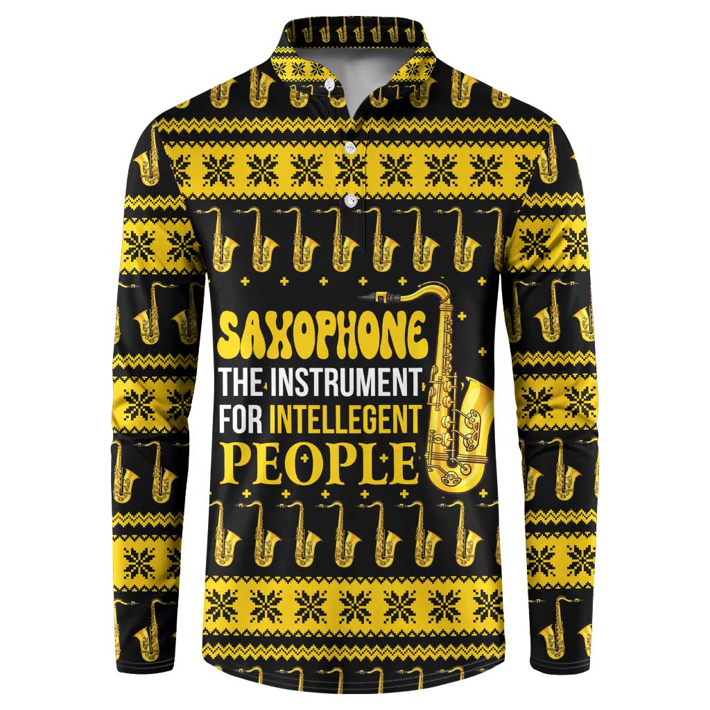 Saxophone The Instrument For Intellegent People Christmas Button Sweatshirt Xmas Holiday Patterns - Wonder Print Shop