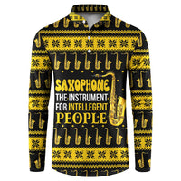 Saxophone The Instrument For Intellegent People Christmas Button Sweatshirt Xmas Holiday Patterns - Wonder Print Shop