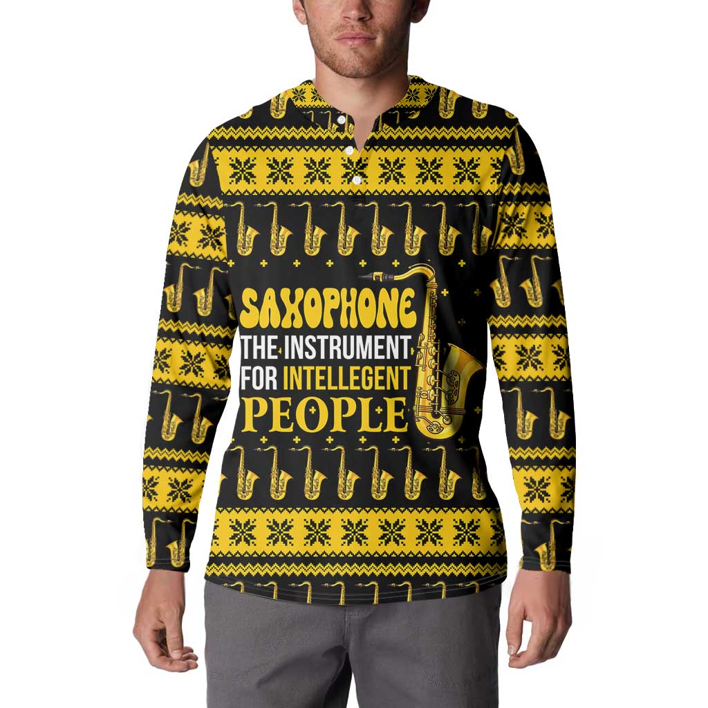 Saxophone The Instrument For Intellegent People Christmas Button Sweatshirt Xmas Holiday Patterns - Wonder Print Shop