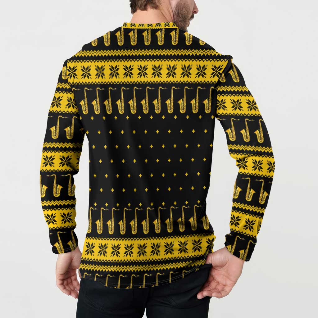 Saxophone The Instrument For Intellegent People Christmas Button Sweatshirt Xmas Holiday Patterns - Wonder Print Shop