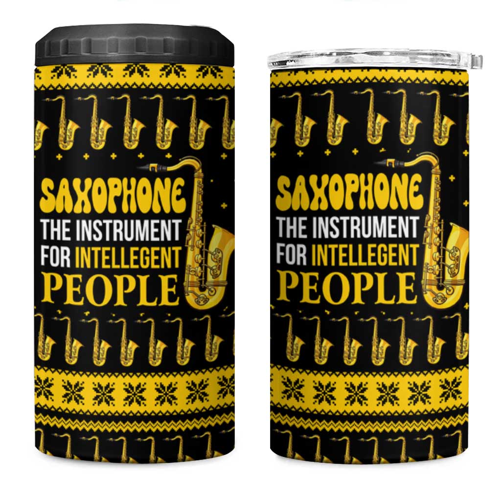 Saxophone The Instrument For Intellegent People Christmas 4 in 1 Can Cooler Tumbler Xmas Holiday Patterns - Wonder Print Shop