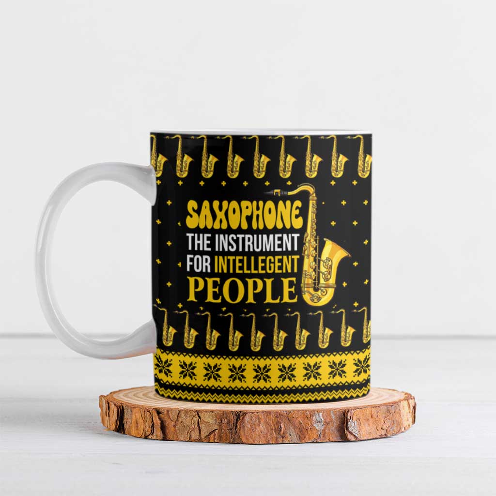 Saxophone The Instrument For Intellegent People Christmas Ceramic Mug Xmas Holiday Patterns - Wonder Print Shop