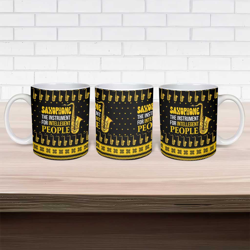 Saxophone The Instrument For Intellegent People Christmas Ceramic Mug Xmas Holiday Patterns - Wonder Print Shop