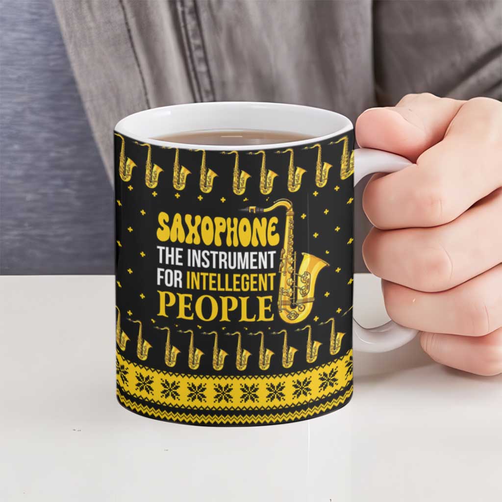 Saxophone The Instrument For Intellegent People Christmas Ceramic Mug Xmas Holiday Patterns - Wonder Print Shop
