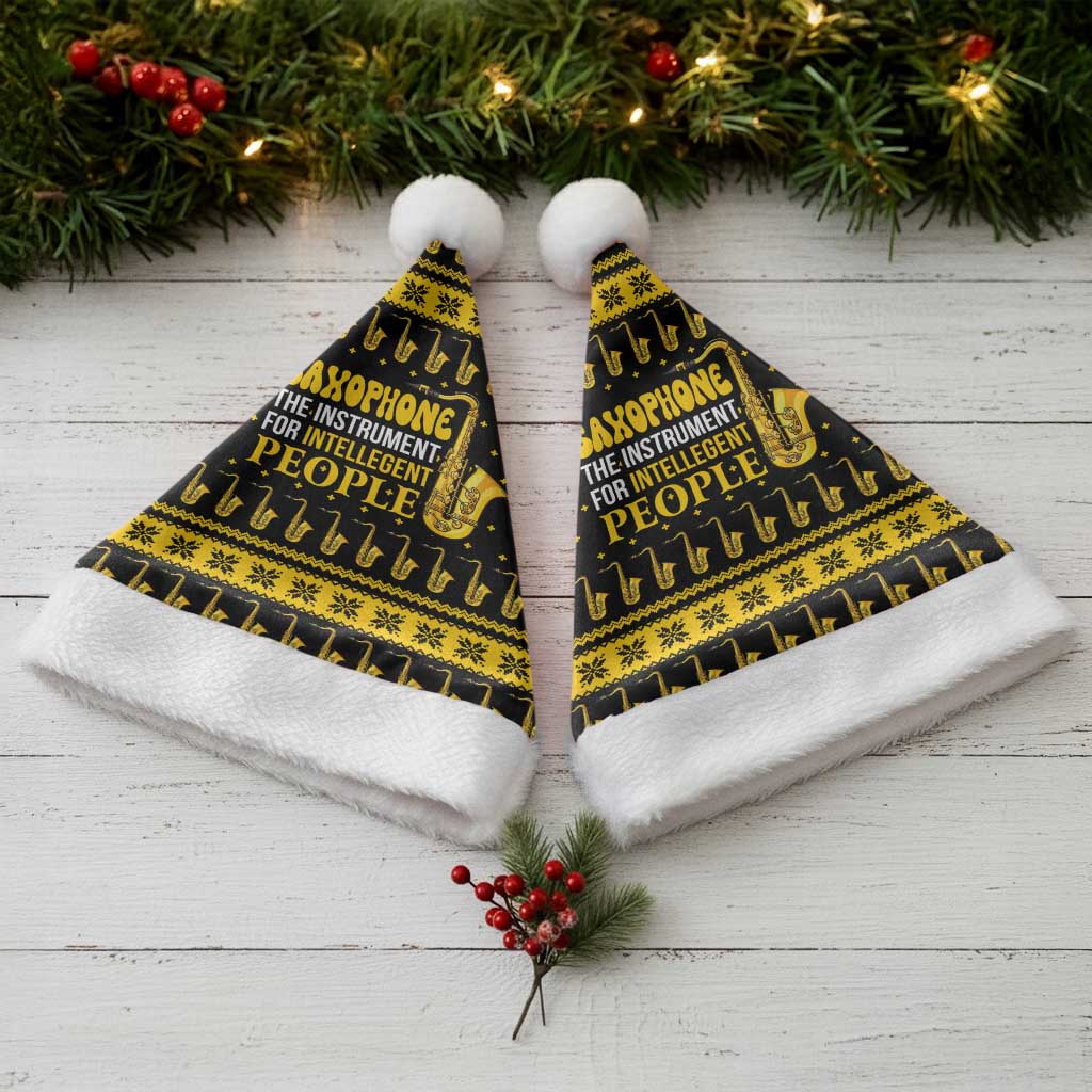 Saxophone The Instrument For Intellegent People Christmas Santa Hat Xmas Holiday Patterns - Wonder Print Shop