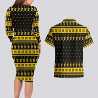 Saxophone The Instrument For Intellegent People Christmas Couples Matching Long Sleeve Bodycon Dress and Hawaiian Shirt Xmas Holiday Patterns - Wonder Print Shop