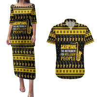 Saxophone The Instrument For Intellegent People Christmas Couples Matching Puletasi and Hawaiian Shirt Xmas Holiday Patterns - Wonder Print Shop