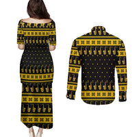 Saxophone The Instrument For Intellegent People Christmas Couples Matching Puletasi and Long Sleeve Button Shirt Xmas Holiday Patterns - Wonder Print Shop