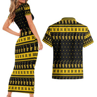 Saxophone The Instrument For Intellegent People Christmas Couples Matching Short Sleeve Bodycon Dress and Hawaiian Shirt Xmas Holiday Patterns - Wonder Print Shop