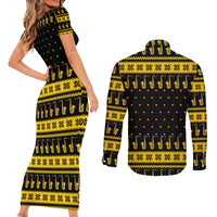 Saxophone The Instrument For Intellegent People Christmas Couples Matching Short Sleeve Bodycon Dress and Long Sleeve Button Shirt Xmas Holiday Patterns - Wonder Print Shop