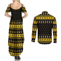 Saxophone The Instrument For Intellegent People Christmas Couples Matching Summer Maxi Dress and Long Sleeve Button Shirt Xmas Holiday Patterns - Wonder Print Shop