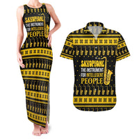 Saxophone The Instrument For Intellegent People Christmas Couples Matching Tank Maxi Dress and Hawaiian Shirt Xmas Holiday Patterns - Wonder Print Shop
