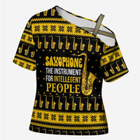 Saxophone The Instrument For Intellegent People Christmas Cross Shoulder Shirt Xmas Holiday Patterns - Wonder Print Shop