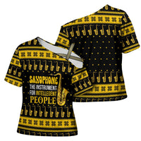 Saxophone The Instrument For Intellegent People Christmas Cross Shoulder Shirt Xmas Holiday Patterns - Wonder Print Shop