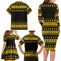 Saxophone The Instrument For Intellegent People Christmas Family Matching Long Sleeve Bodycon Dress and Hawaiian Shirt Xmas Holiday Patterns - Wonder Print Shop