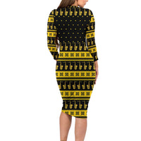 Saxophone The Instrument For Intellegent People Christmas Family Matching Long Sleeve Bodycon Dress and Hawaiian Shirt Xmas Holiday Patterns - Wonder Print Shop