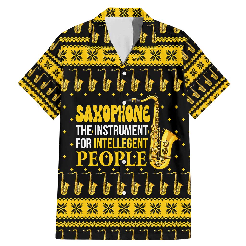 Saxophone The Instrument For Intellegent People Christmas Family Matching Mermaid Dress and Hawaiian Shirt Xmas Holiday Patterns - Wonder Print Shop