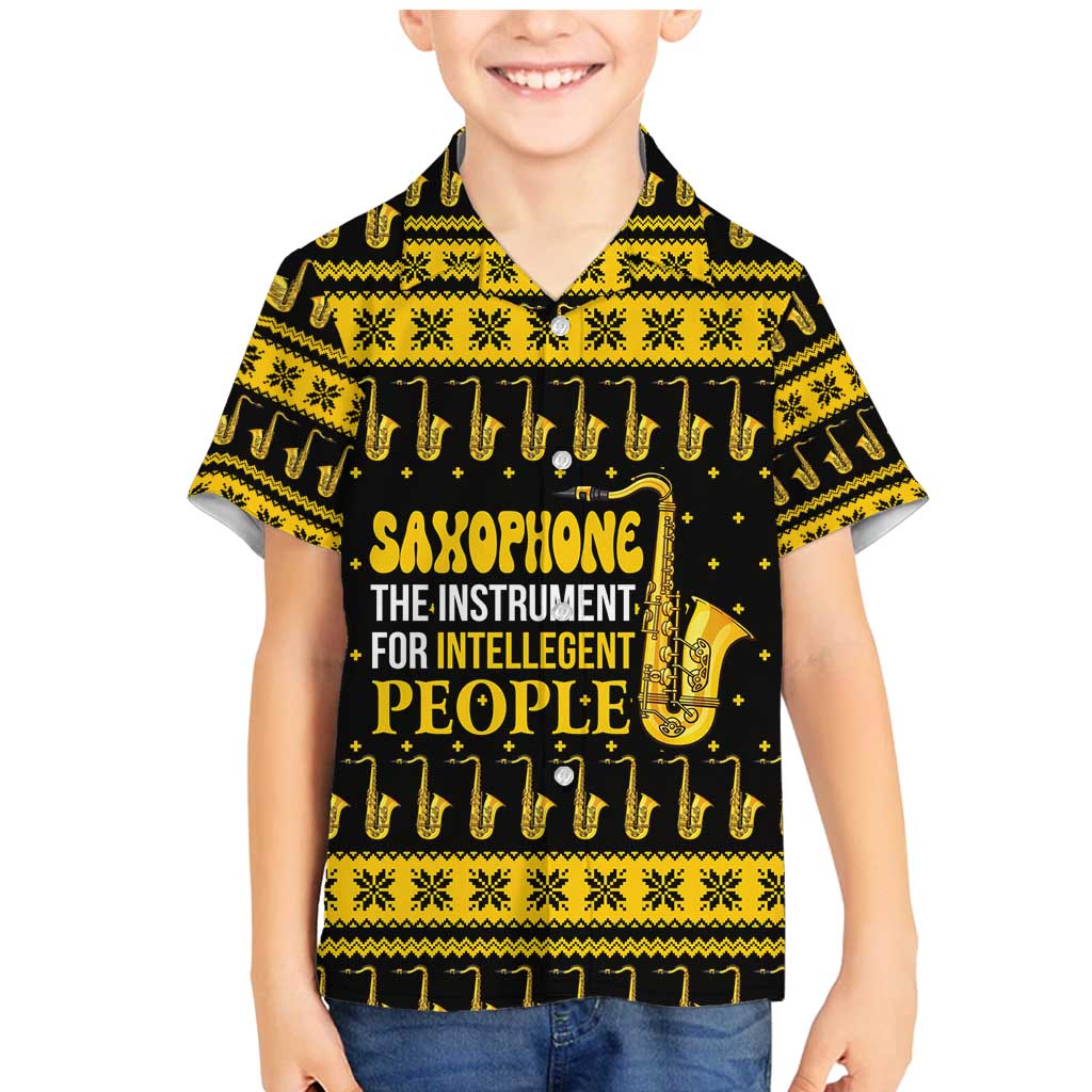 Saxophone The Instrument For Intellegent People Christmas Family Matching Mermaid Dress and Hawaiian Shirt Xmas Holiday Patterns - Wonder Print Shop