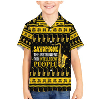 Saxophone The Instrument For Intellegent People Christmas Family Matching Mermaid Dress and Hawaiian Shirt Xmas Holiday Patterns - Wonder Print Shop