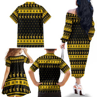 Saxophone The Instrument For Intellegent People Christmas Family Matching Off The Shoulder Long Sleeve Dress and Hawaiian Shirt Xmas Holiday Patterns - Wonder Print Shop