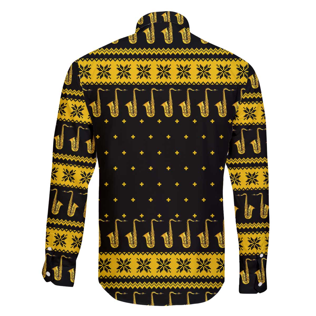 Saxophone The Instrument For Intellegent People Christmas Family Matching Off The Shoulder Long Sleeve Dress and Hawaiian Shirt Xmas Holiday Patterns - Wonder Print Shop