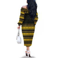 Saxophone The Instrument For Intellegent People Christmas Family Matching Off The Shoulder Long Sleeve Dress and Hawaiian Shirt Xmas Holiday Patterns - Wonder Print Shop
