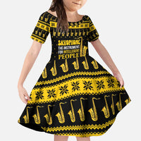 Saxophone The Instrument For Intellegent People Christmas Family Matching Off Shoulder Maxi Dress and Hawaiian Shirt Xmas Holiday Patterns - Wonder Print Shop