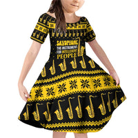 Saxophone The Instrument For Intellegent People Christmas Family Matching Off Shoulder Short Dress and Hawaiian Shirt Xmas Holiday Patterns - Wonder Print Shop