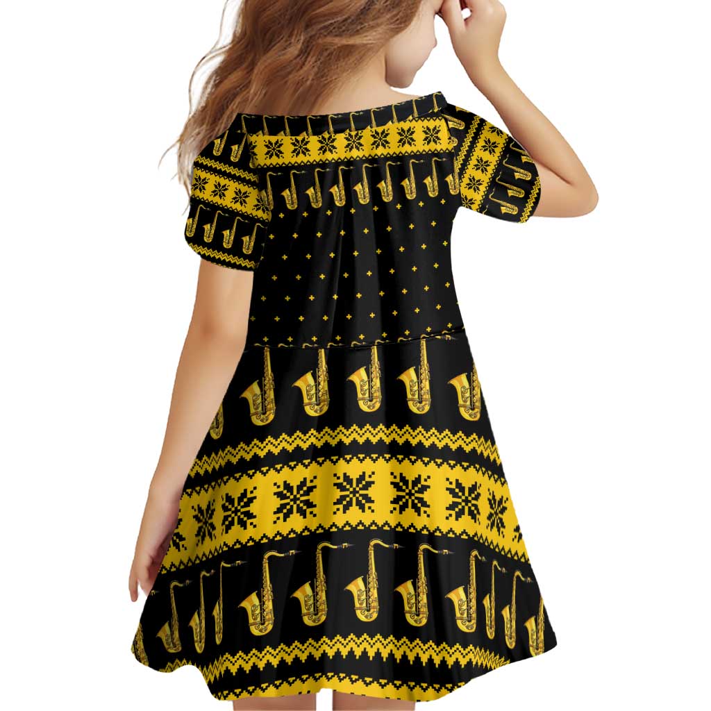 Saxophone The Instrument For Intellegent People Christmas Family Matching Off Shoulder Short Dress and Hawaiian Shirt Xmas Holiday Patterns - Wonder Print Shop