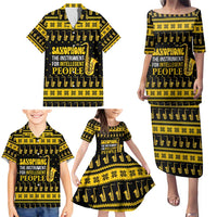 Saxophone The Instrument For Intellegent People Christmas Family Matching Puletasi and Hawaiian Shirt Xmas Holiday Patterns - Wonder Print Shop