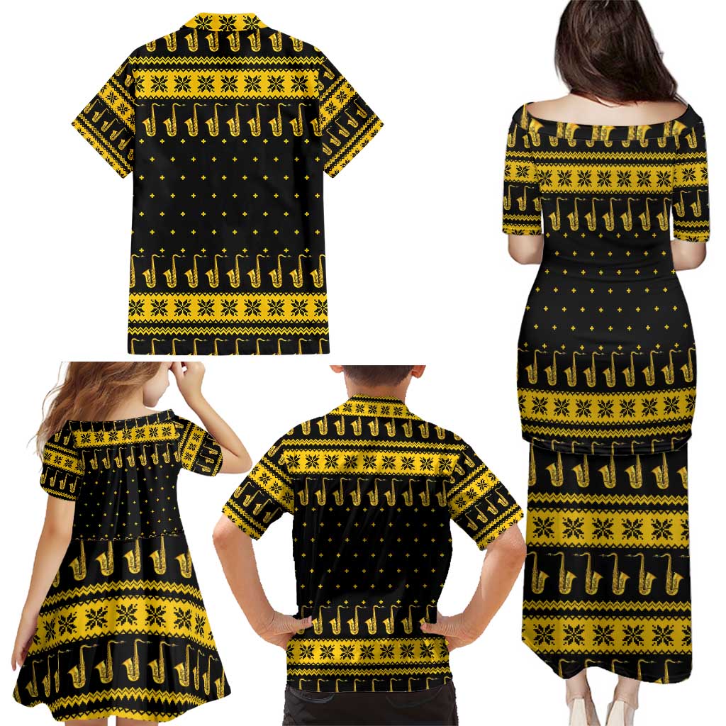Saxophone The Instrument For Intellegent People Christmas Family Matching Puletasi and Hawaiian Shirt Xmas Holiday Patterns - Wonder Print Shop