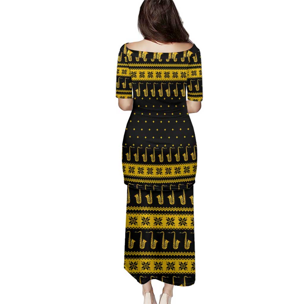Saxophone The Instrument For Intellegent People Christmas Family Matching Puletasi and Hawaiian Shirt Xmas Holiday Patterns - Wonder Print Shop